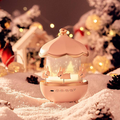 Spot Hunt Bunny Carousel Night Light Projector, 6 Set Films Rotatable Rabbit Night Lamp for Kids Room Decor (Bunny Night Light)