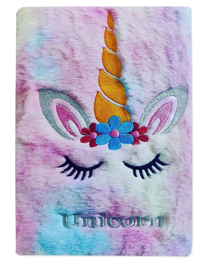 Unicorn A5 Soft Fur Fabric Diary/Personal Notebook - Pink - College/School
