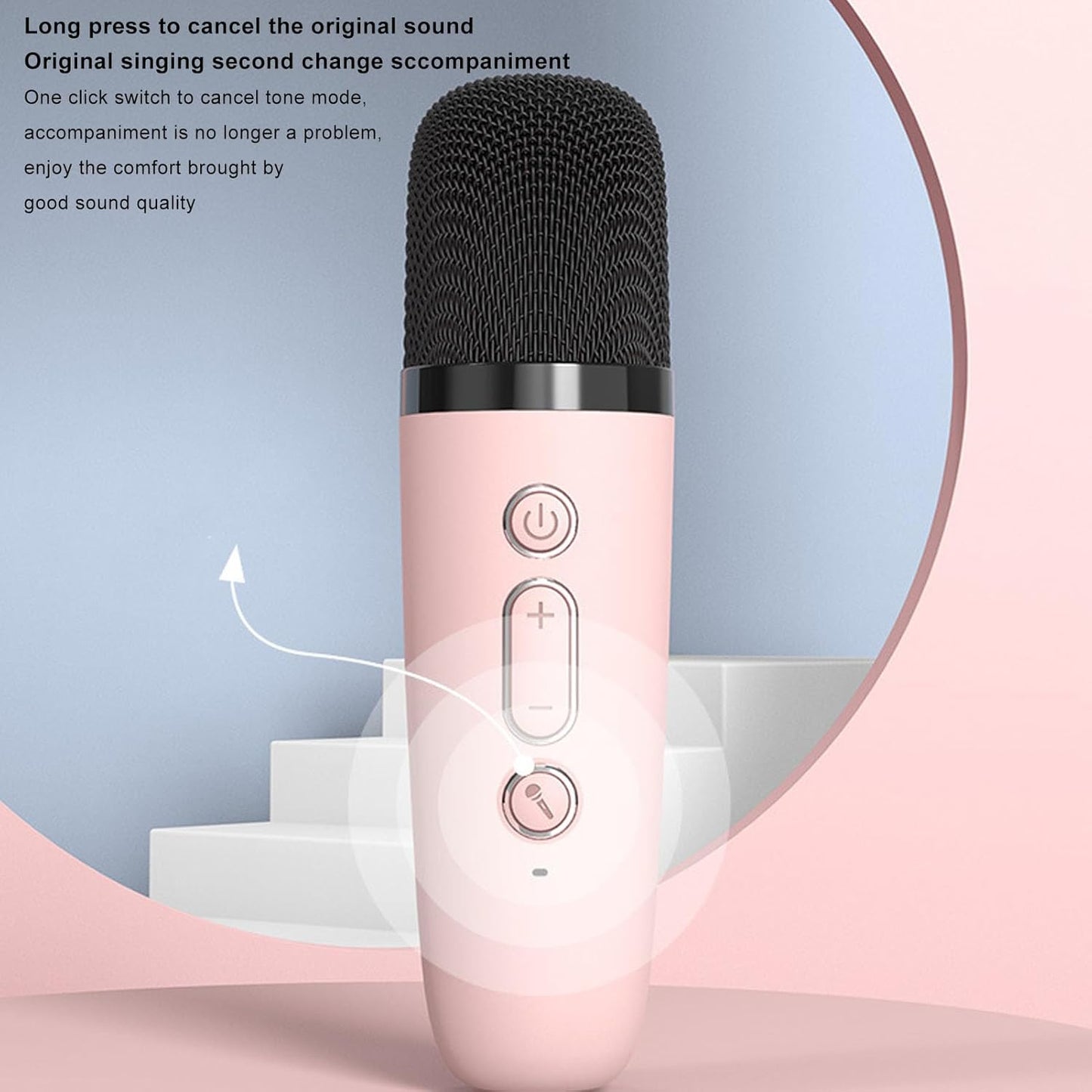 Spot Hunt Mini Portable Karaoke Speaker, Mini Karaoke Machine, Light Pink Voice for Party