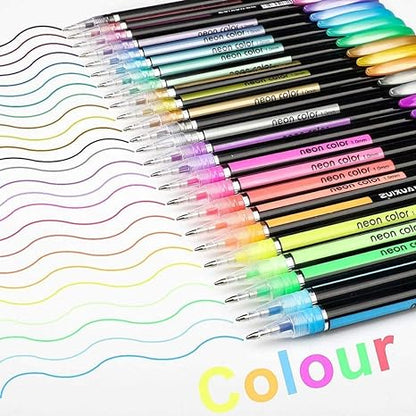 Gel Pens Set, 1.0mm, Multicolor Gel Pens, Glitter Color Gel Pen (Pack of 60, Multicolor)
