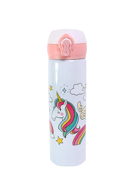 The Gift Basket Unicorn Water Bottle/Steel Unicorn Water Bottle For Kids|Gym Sipper/Steel Water Bottles/Water Bottle For Girls,Assorted(Any Random Unicorn Design Will Come,Pack Of 1),500 milliliter