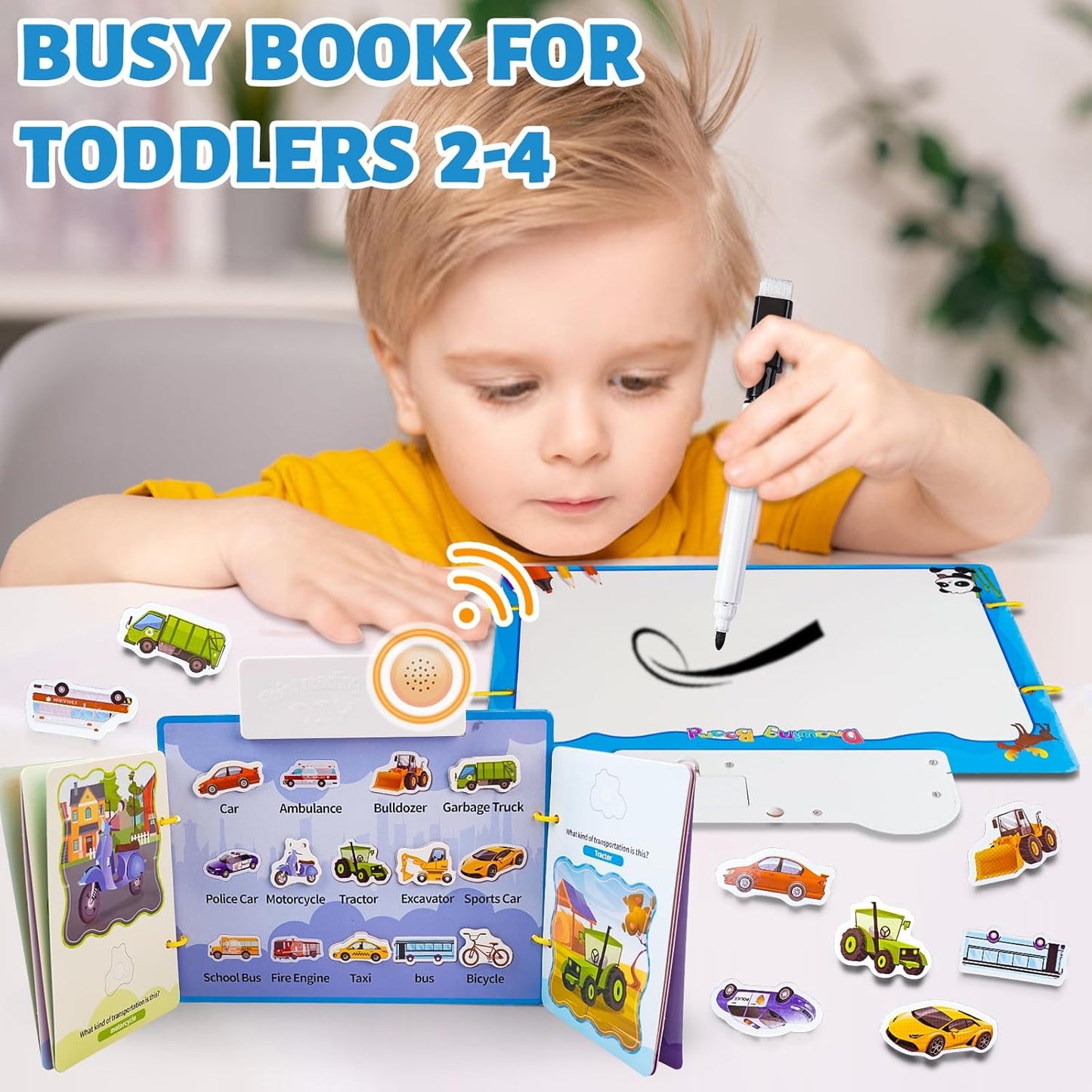 Learaning Sound Books for Toddlers 1-3,Learning Toys for Toddlers 2-4 Years,Kids Interactive Electronic DIY Pointing Reading Book Toys,Preschool Learning Activities