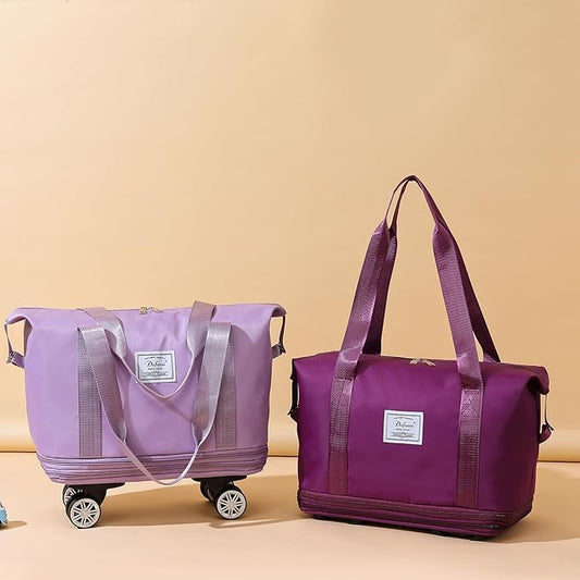 Expandable Large Capacity Weekender and Gym Tote for Women: Versatile Travel Duffle with Detachable Wheels