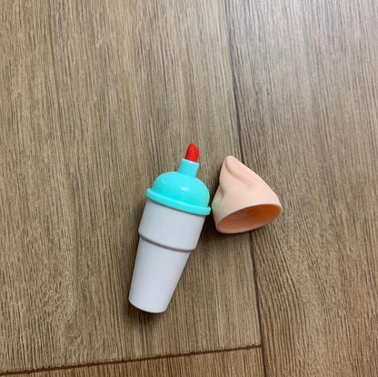 Set of 6 PCs Stationery Cute Shape Mini Fluorescent Highlighter/Highlighters Marker pens for Kids Gift Pack of 1 (Ice Cream Cone)