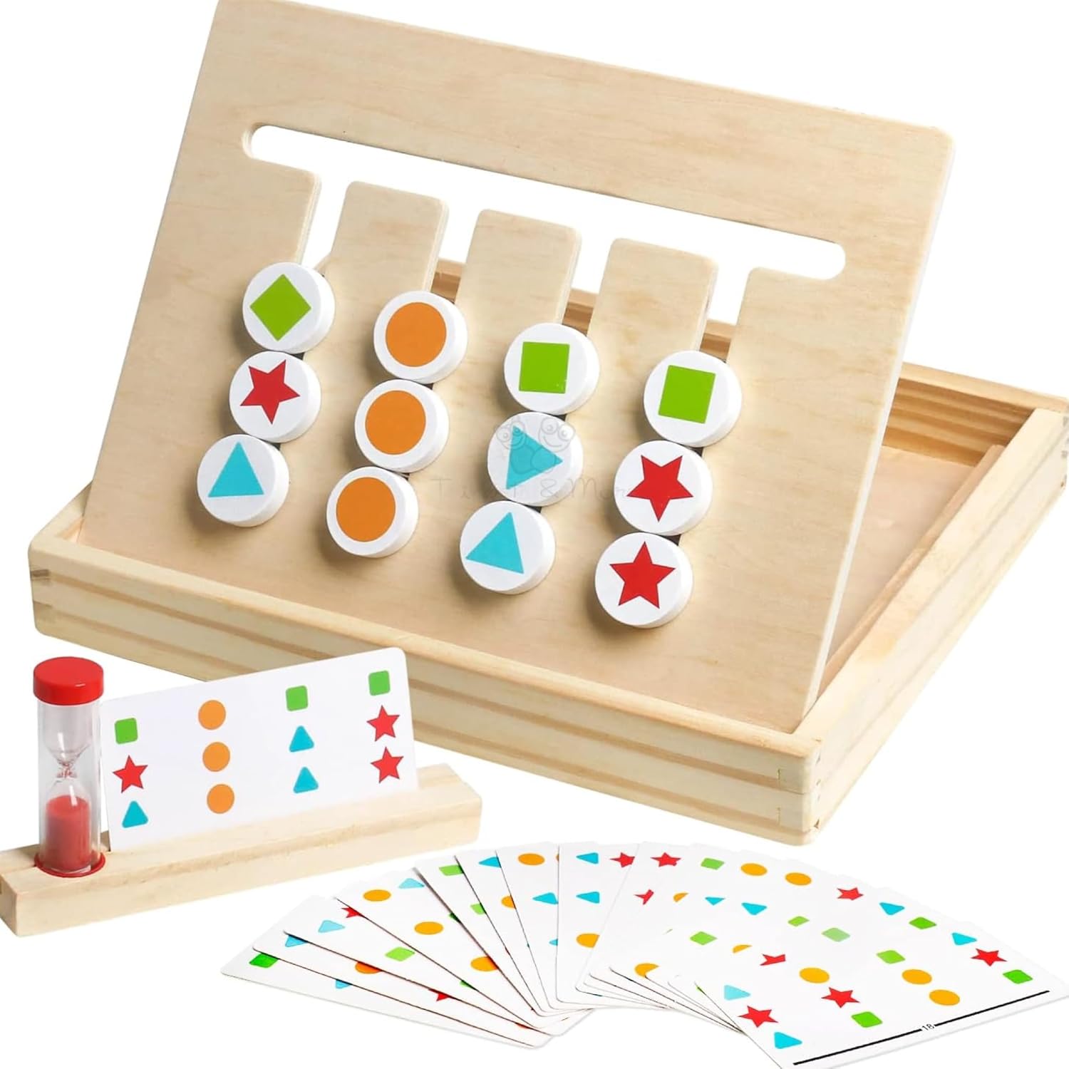 Montessori Slide Matching Puzzle Game Shape Shuffle for Kids 2-Sided L ...