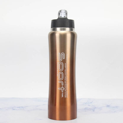 outdoor sports insulated straw water bottle stainless steel 750 ml Sipper  (Pack of 1, Gold, Steel)