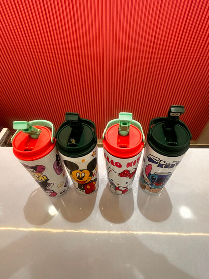 750ml Stainless Steel Kids Insulated Water Bottle with Straw & Handle | Leakproof Cartoon Vacuum Flask for School, Travel & Gifts