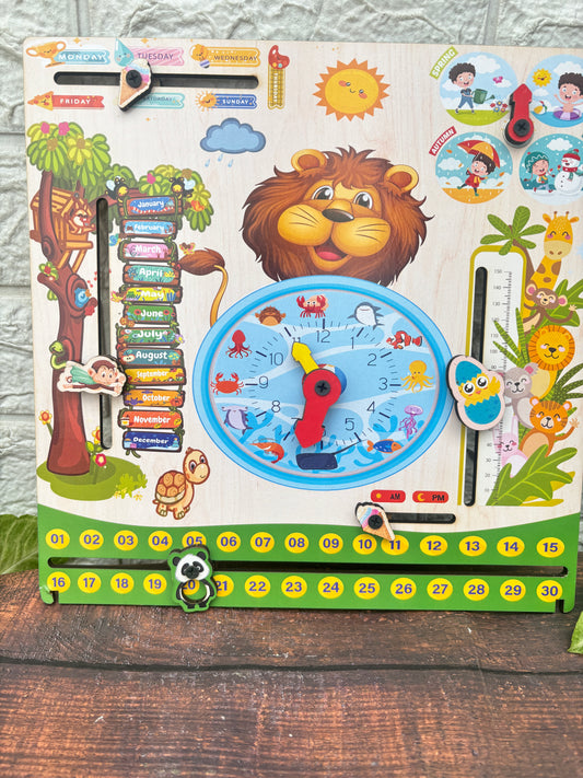 Wooden Calendar Clock with ( weeks, seasons , date etc )
