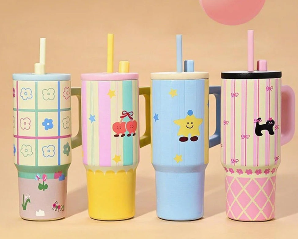 Maxbell Tumbler With Handle Reusable And Straw