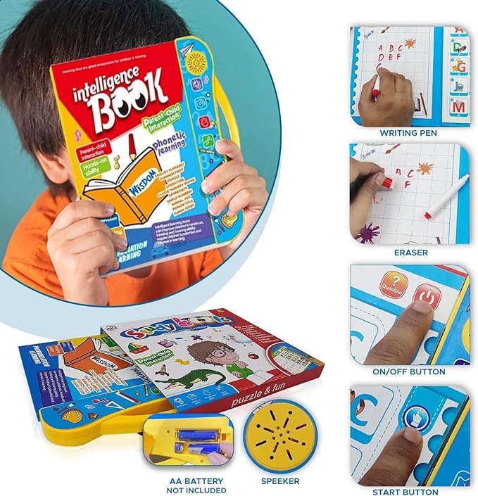 Intelligence Book | Interactive Book -Musical English Educational Phonetic Learning Book for 3 + Year Kids|Toddlers|Educational ABC and 123 E-Learning Kids Electronic Activity Notebook