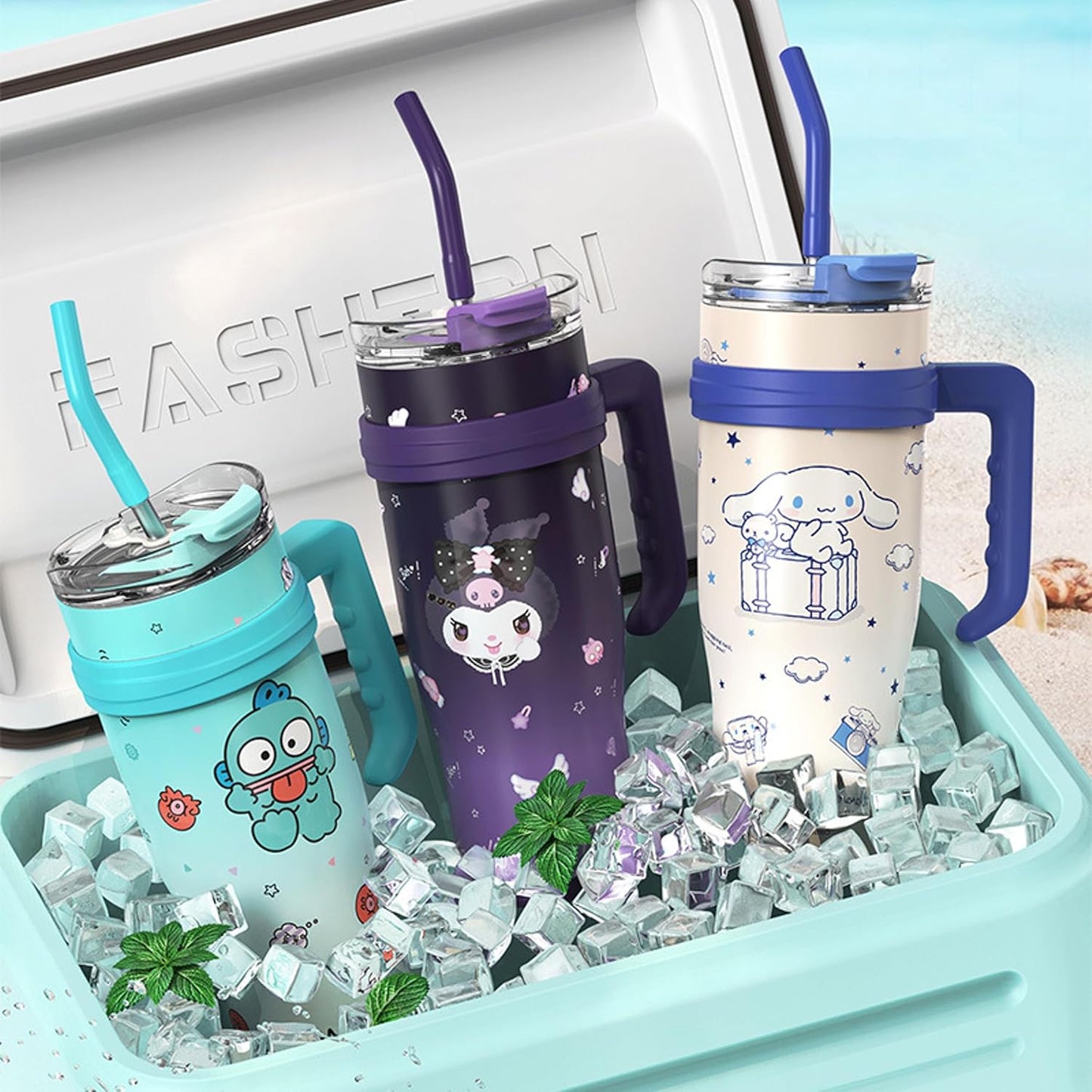Rainbows Spot Hunt Stainless Steel Insulated Tumbler /sipper with Lid, Straw & Handle 1200ml - XL Size