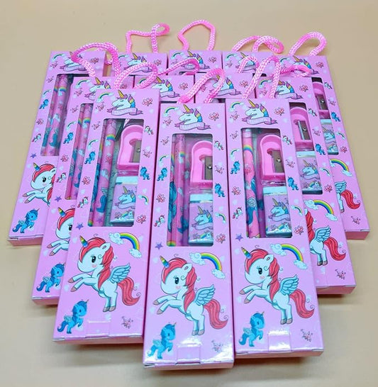 Return Gifts Stationary Set For Girls (10 Pcs) Unicorn Stationary Kit Set, School Stationary Items Pencil Eraser Sharpener For Girls, Kanjak Gifts, Birthday Gifts For Kids, Multicolor