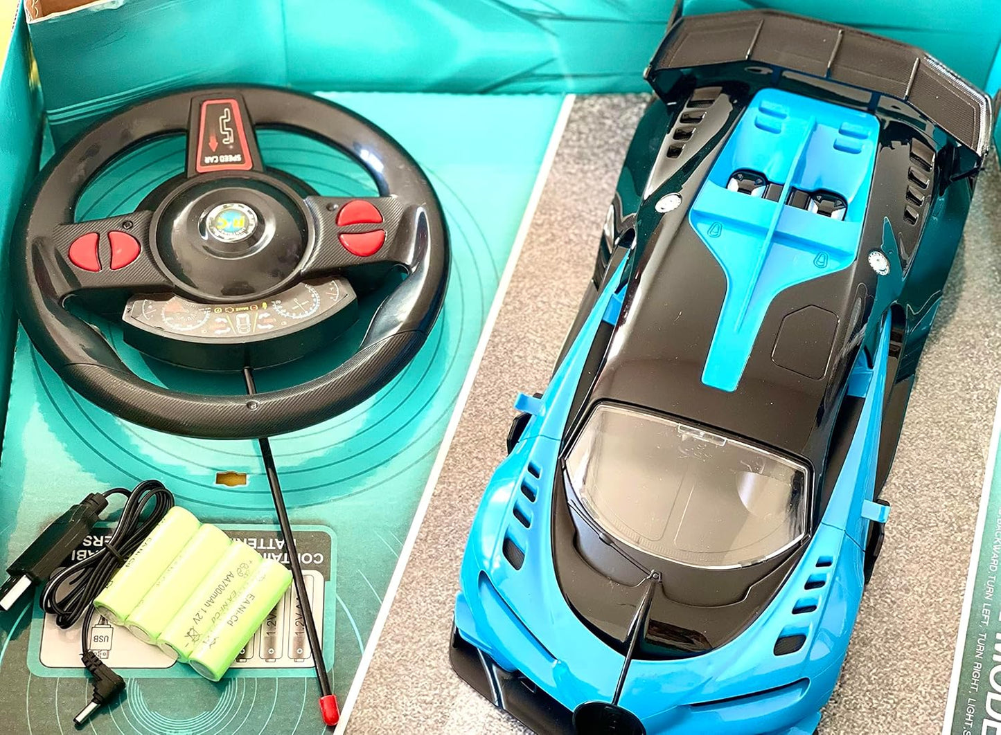Remote Control Racing and Drift Car 33 CM Crash proof with Rechargeable Battery and charger RC Car Age group 6 years and above -1:12 Scale Gravity Induction Luxurious Car (Blue)