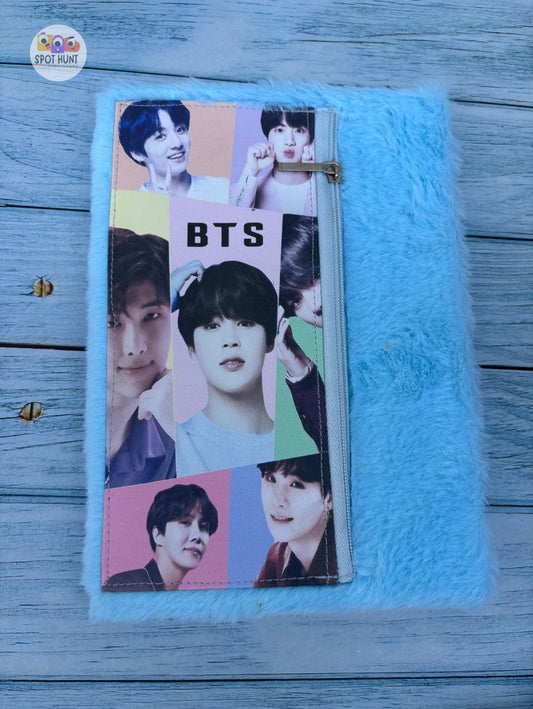 Fur Diary with attached pouch for Kids Fur Notebook Personal Diary for Kids School Notebook Ruled Pages (BTS Fur Diary)