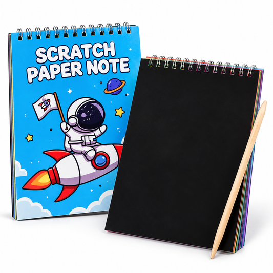 Kids Scratch Paper Notebook 📝 | Spiral-Bound Drawing & Writing Pad for Boys & Girls