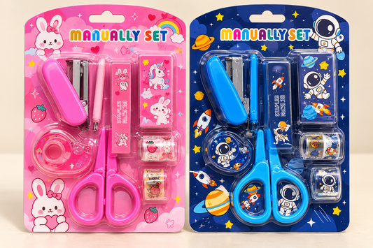 Kids Mini Stationery Set – Pink & Blue | Cute School Supplies Kit