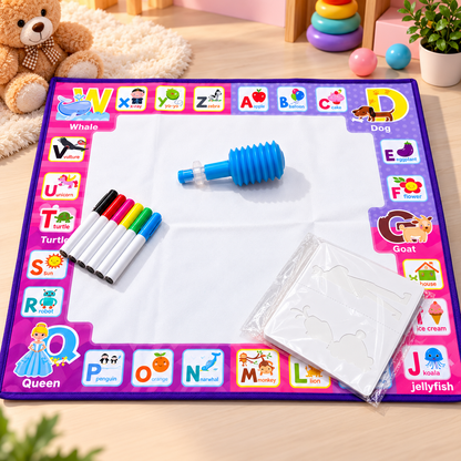 2-in-1 Frozen Spray Painting & Coloring Blanket for Kids – Washable & Reusable Art Activity Set