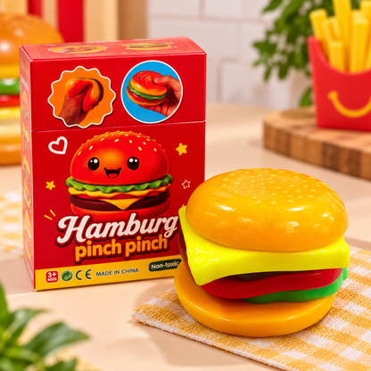 Hamburger Pinch Pinch Squishy Toy – Realistic Burger Stress Relief Toy for Kids
