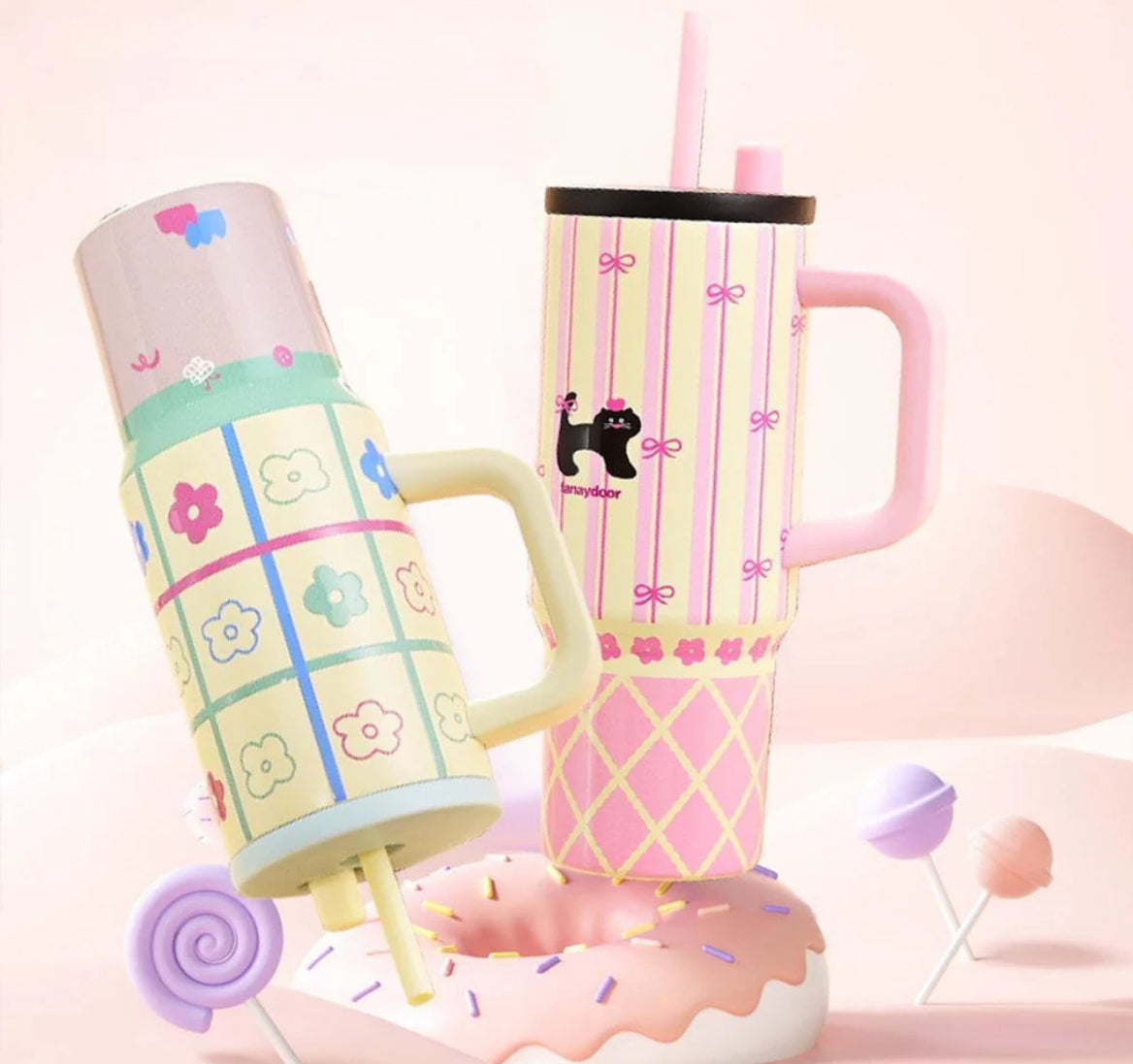 Maxbell Tumbler With Handle Reusable And Straw