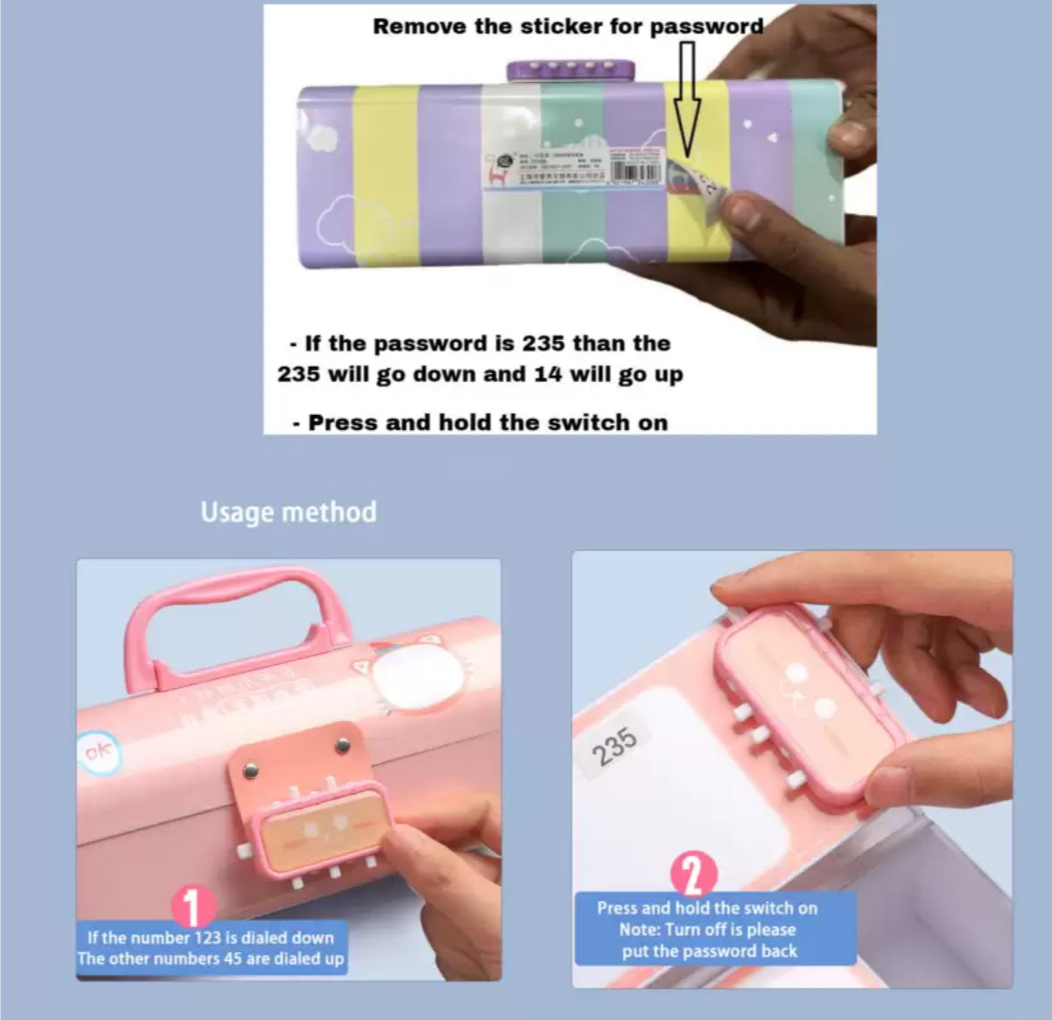 Password pencil box- Dream It Possible Universe Double Layer Stationery BOX Organizer Art Plastic Pencil Box