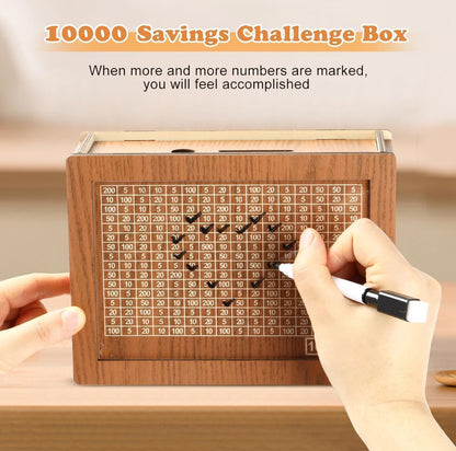 Wooden piggy bank for Kids & Adults, Coin Box, Savings Box, Piggy Bank with Numbers, Target 100000 Rupees Savings Box