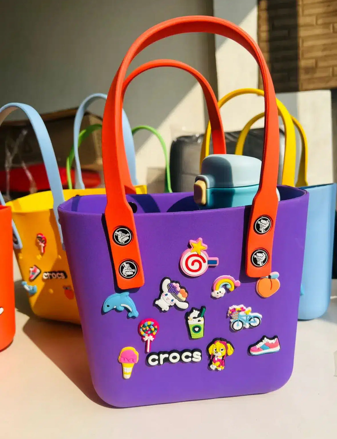 CROCS stylish silicon tote Bag with charms