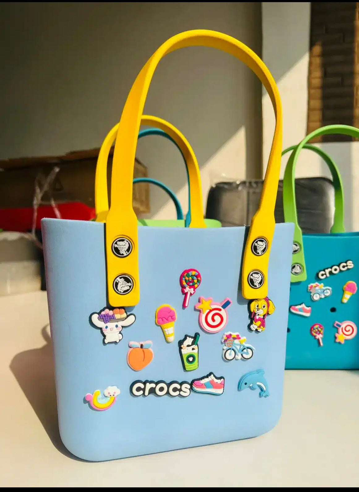 CROCS stylish silicon tote Bag with charms