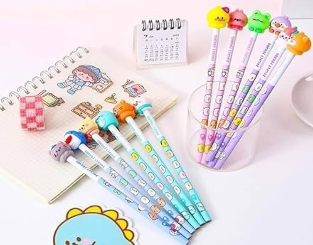 3D Animal Topper 6Pcs Cartoon Pencil Set