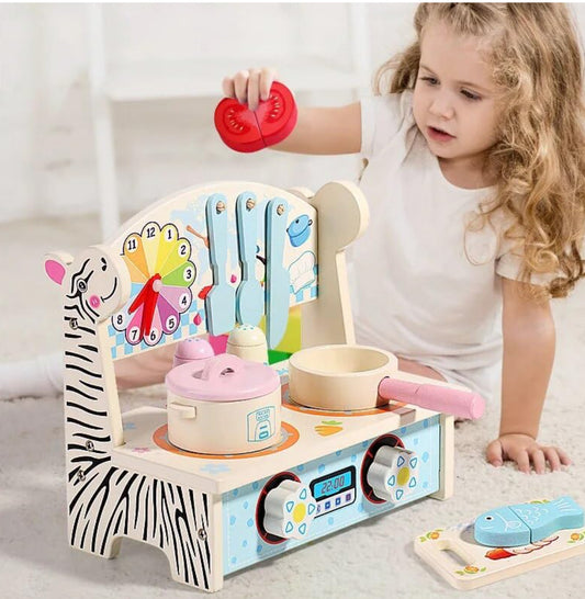 Wooden Play Kitchen Set for Kids