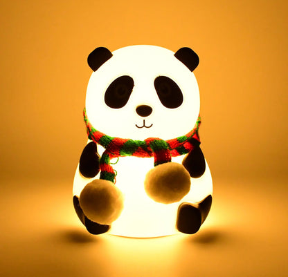 Spot Hunt Panda Night Light - Soft Silicone Color-Changing LED Touch Lamp with Timer for Bedroom & Office