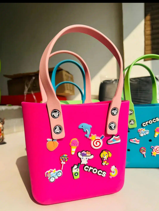 CROCS stylish silicon tote Bag with charms
