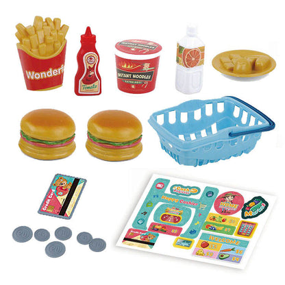 Kids Toys Cash Counter Hamburger Set Educational Pretend Play Toy Cash Register With Calculator,Light,Sound