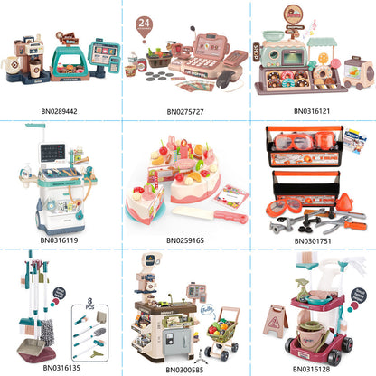Kids Toys Cash Counter Hamburger Set Educational Pretend Play Toy Cash Register With Calculator,Light,Sound
