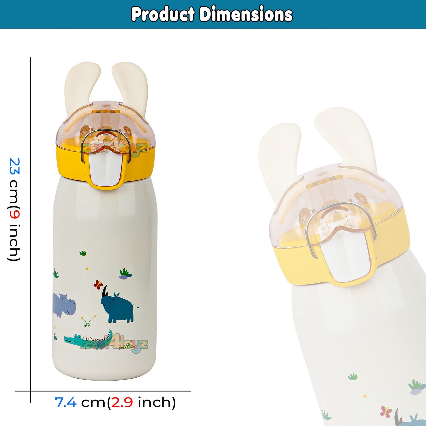 Spot hunt Insulated Stainless Steel Bottle – Hot & Cold Water Bottle for Kids Boys Girls, Double Walled Vacuum Insulated Stainless Steel Bottle, Thermos Flask with Sipper