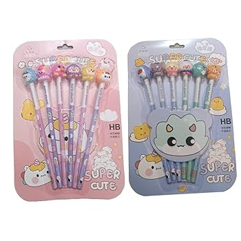 3D Animal Topper 6Pcs Cartoon Pencil Set