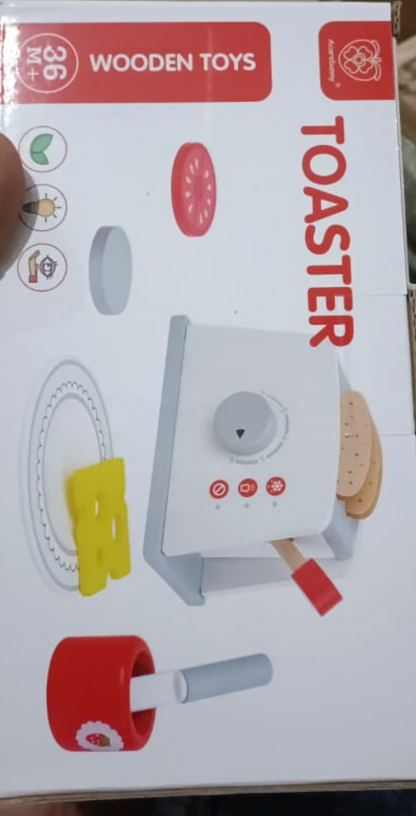 wooden toy toaster set