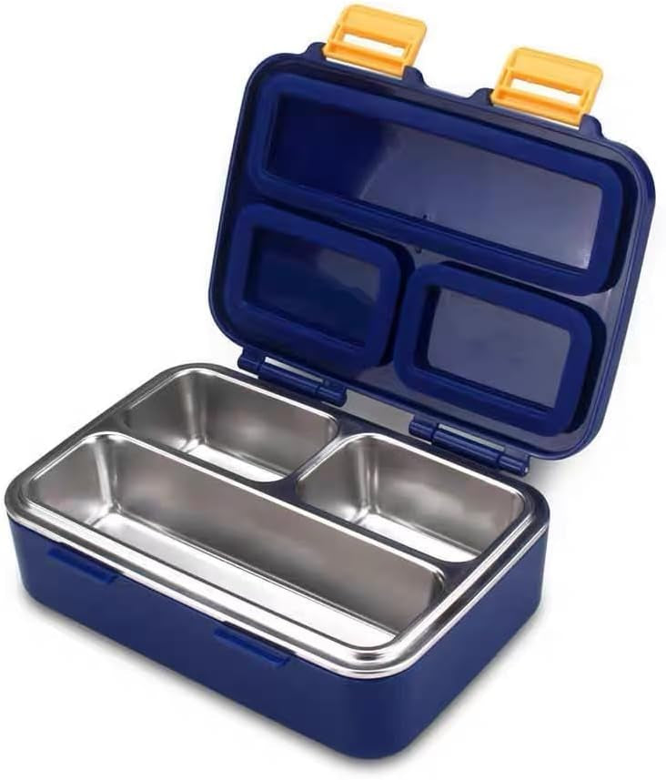Spot Hunt Thermal Insulated Lunch Box Leak Proof Tiffin Box 3 Compartment 304 Stainless Steel Lunch Box with Removable Inner Plate Reusable Food Containers Kids