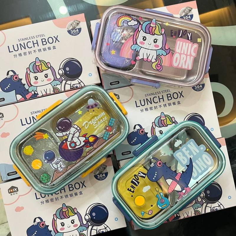 Spot hunt 710 ML Leak Proof Stainless Steel Lunch Box 2 Compartment Tiffin Box Adult Office Worker School Lunch Box