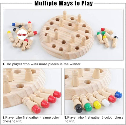 Wooden Memory Chess Color Matching Game Multi Player Family Board Games for Kids