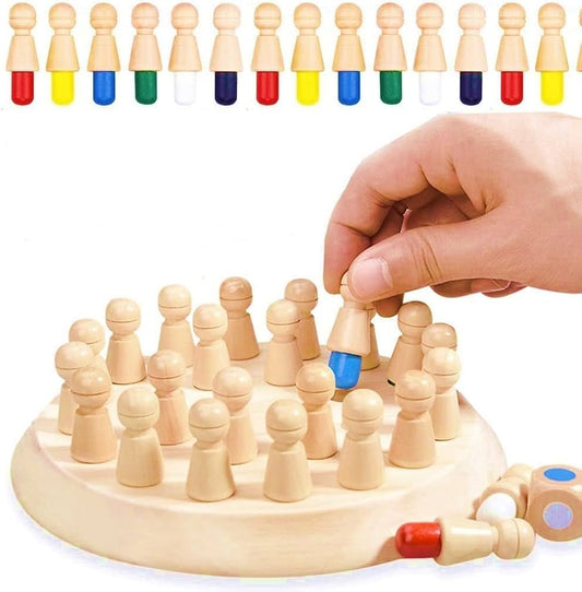 Wooden Memory Chess Color Matching Game Multi Player Family Board Games for Kids