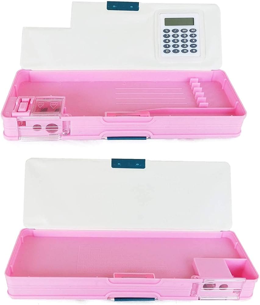 Spot hunt Multipurpose Mix Design Pencil box with Calculator and Dual Sharpener for School Kids