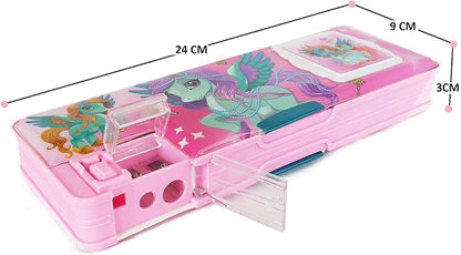 Spot hunt Multipurpose Mix Design Pencil box with Calculator and Dual Sharpener for School Kids