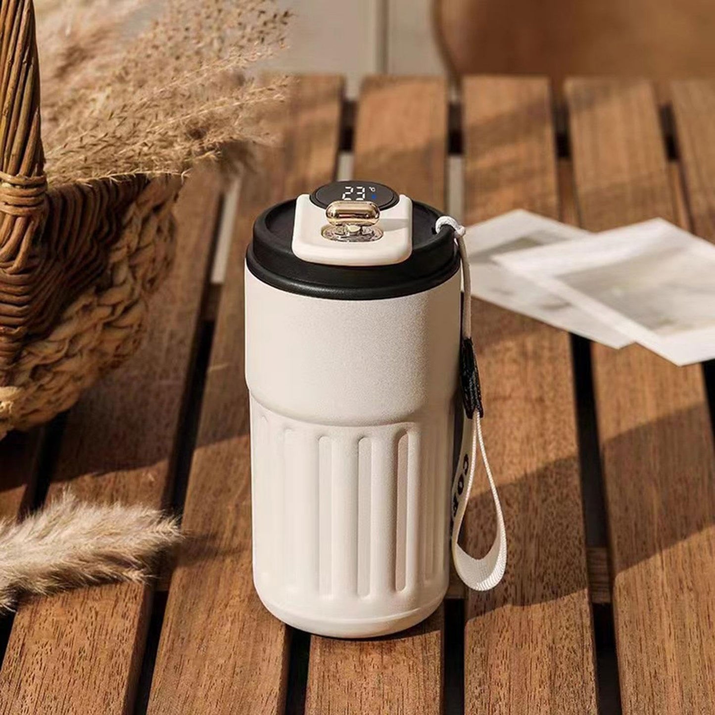 Spot Hunt  Coffee Mug Stainless Steel flask 450Ml Insulated Tumbler White Black