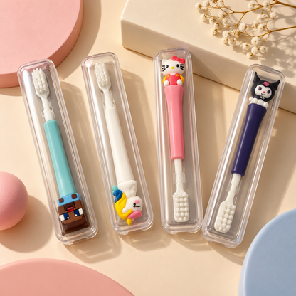 Cute Cartoon Toothbrush with Travel Case – Soft Bristles & Portable Design