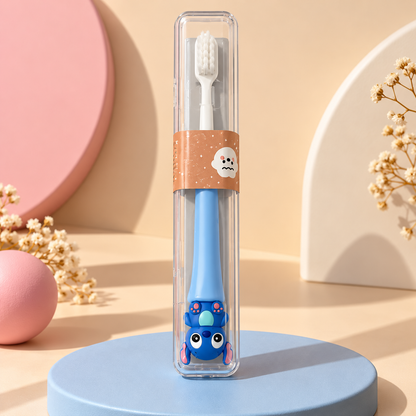 Cute Cartoon Toothbrush with Travel Case – Soft Bristles & Portable Design