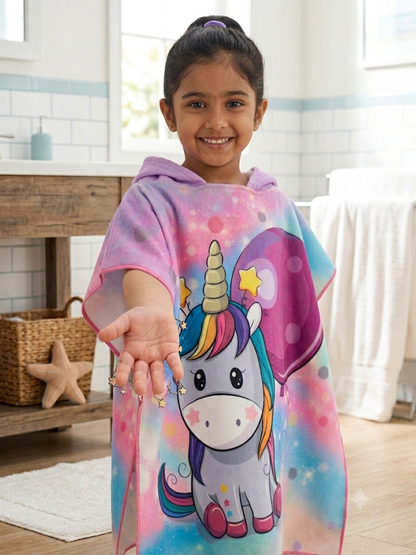 Kids’ Hooded Beach Poncho Towel – Cute Cartoon Prints | Multiple Designs