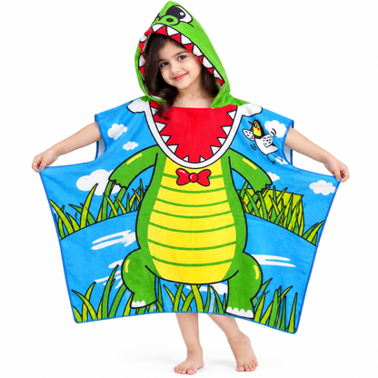 Kids’ Hooded Beach Poncho Towel – Cute Cartoon Prints | Multiple Designs