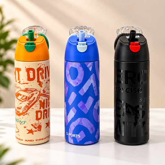 Sports Sipper Bottle with Flip Straw Lid | Stylish Reusable Water Bottle