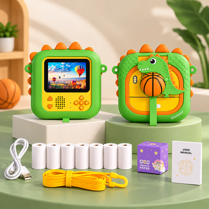 3D Kids Instant Print Camera with Paper Roll | Cute Cartoon Digital Toy Camera
