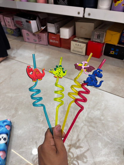 set of 4 Crazy Straw Set for Kids | Fun 3D Animal Drinking Straws